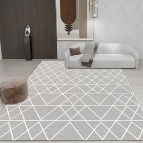 Grey Rhombus Geometric Rugs for Living Room Dining Room Bedroom Hall