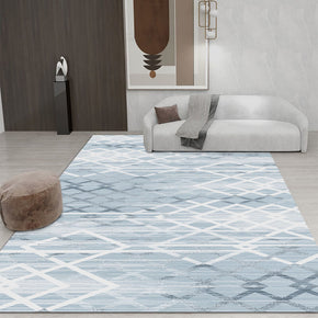 Blue White Geometric Rugs for Living Room Dining Room Bedroom Hall
