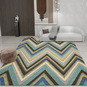 Colorful Polyline Striped Rugs for Living Room Dining Room Bedroom Hall