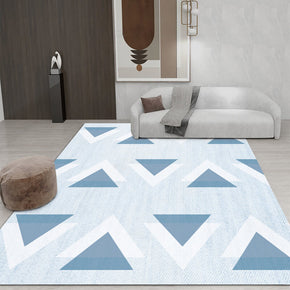 Blue and White Triangle Geometric Rugs for Living Room Dining Room Bedroom Hall