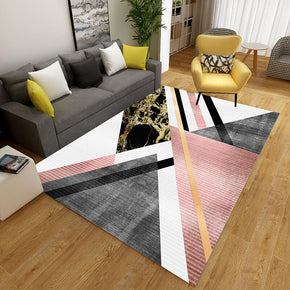 Black Pink Triangle Geometric Rugs for Living Room Dining Room Bedroom Hall
