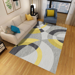 Gray Yellow Arc Geometric Rugs for Living Room Dining Room Bedroom Hall