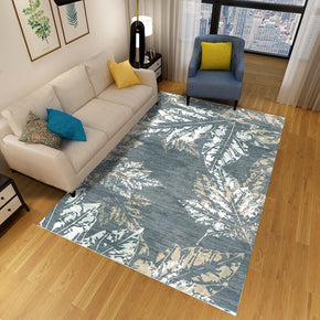 Leaves Pattern Gray Rugs for Living Room Dining Room Bedroom Hall