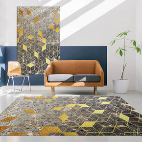 Gray-yellow Hexagon Pattern Geometric Rugs for Living Room Dining Room Bedroom