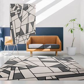Grey Irregular Graphics Geometric Rugs for Living Room Dining Room Bedroom