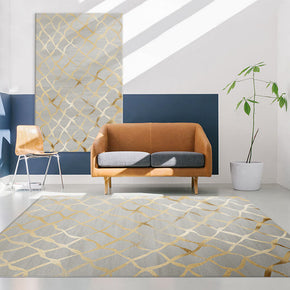 Yellow Wave Lines Geometric Rugs for Living Room Dining Room Bedroom