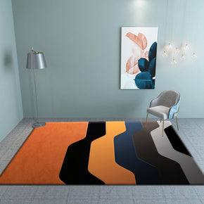 Orange Geometric Patterns Printed Floor Mat Carpet for Living Room Dining Room Bedroom Hall