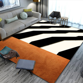 Orange Striped Abstract Printed Floor Mat Carpet for Living Room Dining Room Bedroom Hall