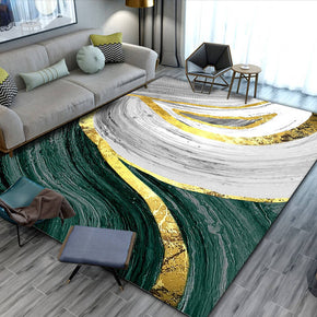 Green Silver Abstract Floor Mat Carpet for Living Room Dining Room Bedroom Hall
