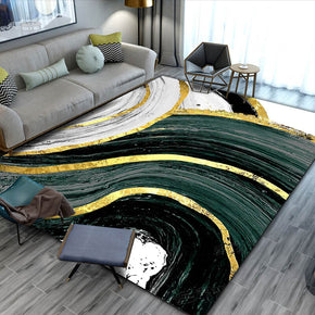Abstract Green Silver Floor Mat Carpet for Living Room Dining Room Bedroom Hall