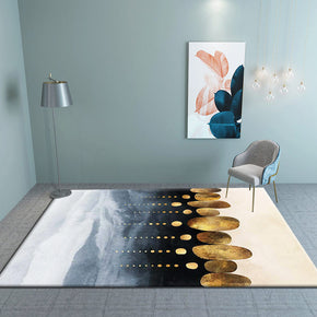Gradient Black Gold Floor Mat Carpet for Living Room Dining Room Bedroom Hall