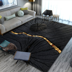 Black Abstract Floor Mat Carpet for Living Room Dining Room Bedroom Hall