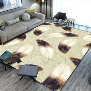 Beige Feathers Carpet Floor Mat for Living Room Dining Room Bedroom Hall
