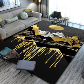Black Golde Carpet Floor Mat for Living Room Dining Room Bedroom Hall