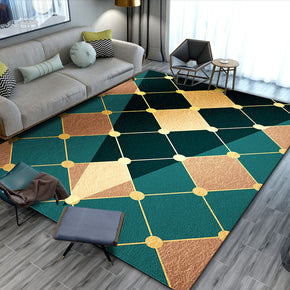 Green Checkered Pattern Carpet Floor Mat for Living Room Dining Room Bedroom Hall