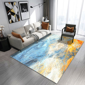 Abstract Gradient Blue Yellow Pattern Carpet Floor Mat for Living Room Dining Room Bedroom Hall