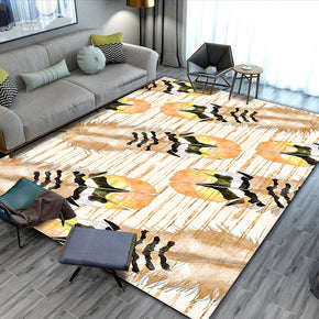 Orange Feathers Carpets Floor Mat for Living Room Hall Dining Room Bedroom