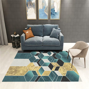 Green Geometric Rugs for Living Room Dining Room Bedroom