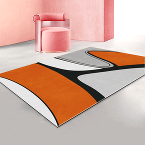 Orange Modern Minimalist Area Carpets for Living Room Dining Room Bedroom