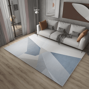 Geometric Blue Area Rugs for Living Room Dining Room Bedroom