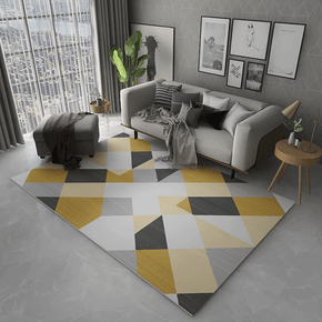 Yellow Geometric Area Rugs for Living Room Dining Room Bedroom