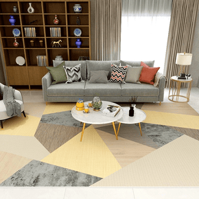 Geometric Yellow Area Rugs for Living Room Dining Room Bedroom