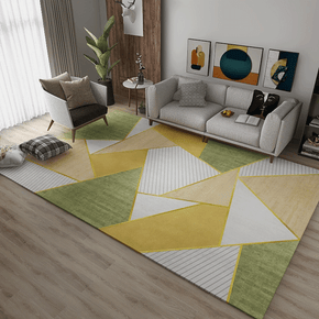 Green Yellow Geometric Area Rugs for Living Room Dining Room Bedroom