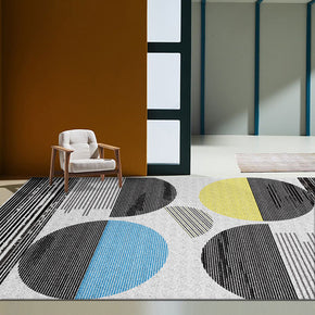 Striped Circular Geometric Rugs for Living Room Dining Room Bedroom