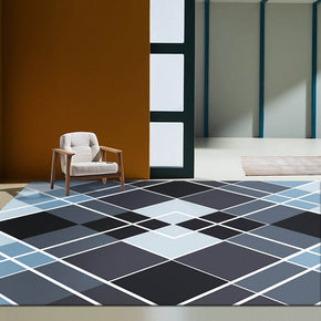 Grey Rhombus Geometric Pattern Rugs for Living Room Dining Room Bedroom