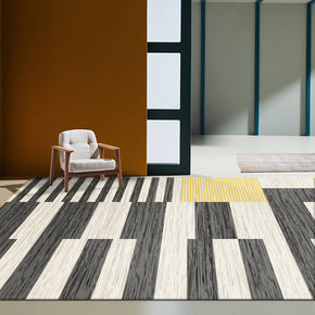 Black and White Alternating Stripe Geometric Rugs for Living Room Dining Room Bedroom