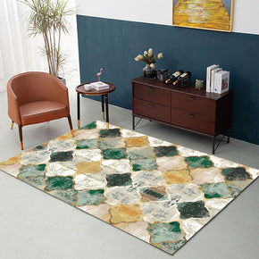 Green Geometric Checkered Pattern Area Carpet Printing Floor Mat for Living Room Dining Room Bedroom