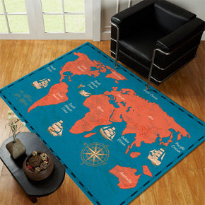 Orange World Carpet Pattern Area Carpet Printing Floor Mat for Living Room Dining Room Bedroom