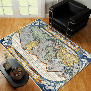 Blue World Carpet Pattern Area Carpet Printing Floor Mat for Living Room Dining Room Bedroom