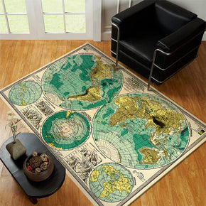 Green World Carpet Pattern Area Carpet Printing Floor Mat for Living Room Dining Room Bedroom