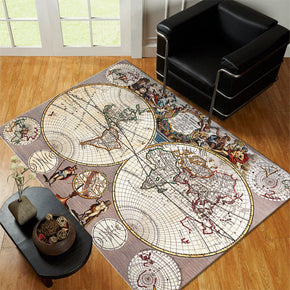 Grey World Carpet Pattern Area Carpet Printing Floor Mat for Living Room Dining Room Bedroom