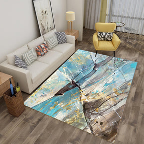 Abstract Light Blue Pattern Area Carpets Floor Mat for Bedroom Living Room Hall