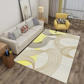 Yellow Lines Pattern Area Carpets Floor Mat for Bedroom Living Room Hall