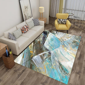 Light Blue Abstract Pattern Area Carpets Floor Mat for Bedroom Living Room Hall