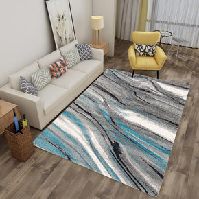 Grey Blue Striped Pattern Area Carpets Floor Mat for Bedroom Living Room Hall
