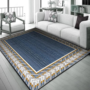 Blue Square Geometric Patterns Area Printed Rugs for Living Room Dining Room Bedroom