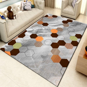 Grey Geometric Pattern Printed Area Rugs for Living Room Dining Room Bedroom