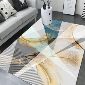 Modern Feather Pattern Printed Area Rugs for Living Room Dining Room Bedroom