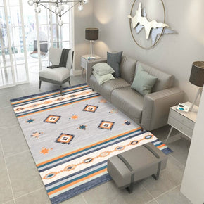 Moroccan Light Blue Printed Area Rugs for Living Room Dining Room Bedroom