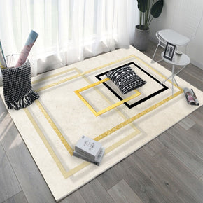 Light Yellow Square Pattern Printed Area Rugs for Living Room Dining Room Bedroom