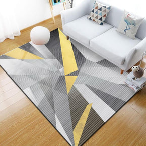 Grey Geometric Pattern Printed Area Rugs for Living Room Dining Room Bedroom Hall
