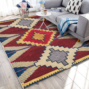 Moroccan Red Minimalist Pattern Printed Area Rugs for Living Room Dining Room Bedroom Hall