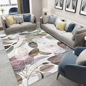 Modern Leaves Minimalist Pattern Printed Area Rugs for Living Room Dining Room Bedroom Hall