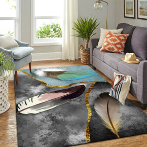 01 Feathers Patterned Modern Area Rugs Polyester Carpets for Dining Room Office Bedroom Living Room Hall