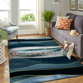 02 Feathers Patterned Modern Area Rugs Polyester Carpets for Dining Room Office Bedroom Living Room Hall