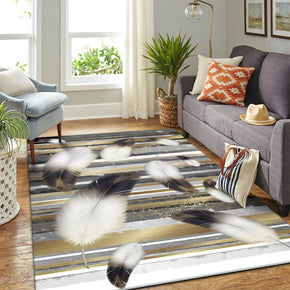 04 Feathers Patterned Modern Area Rugs Polyester Carpets for Dining Room Office Bedroom Living Room Hall